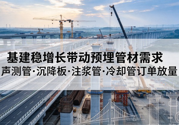 潍城基建稳增长带动预埋监测管材需求，声测管、沉降板、注浆管订单持续放量